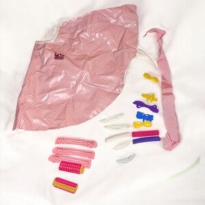 American Girl Doll Vintage Hair Care Kit Ft. Hair Cape, Curlers,Hair Clips,Brush